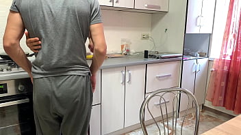 Real Russian Sex Of A Beautiful Couple In The Kitchen Cum On Ass