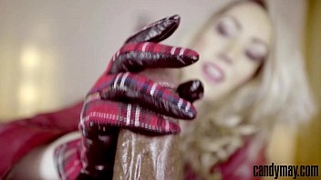 Candy May Strokes BBC With Leather Gloves