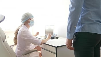 Busty Doctor Milks The Prostate Fingers In Blue Gloves Slide Into Anal Pleasure
