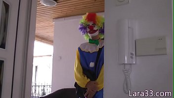 Cum Guzzling British MILF Fools With Clown